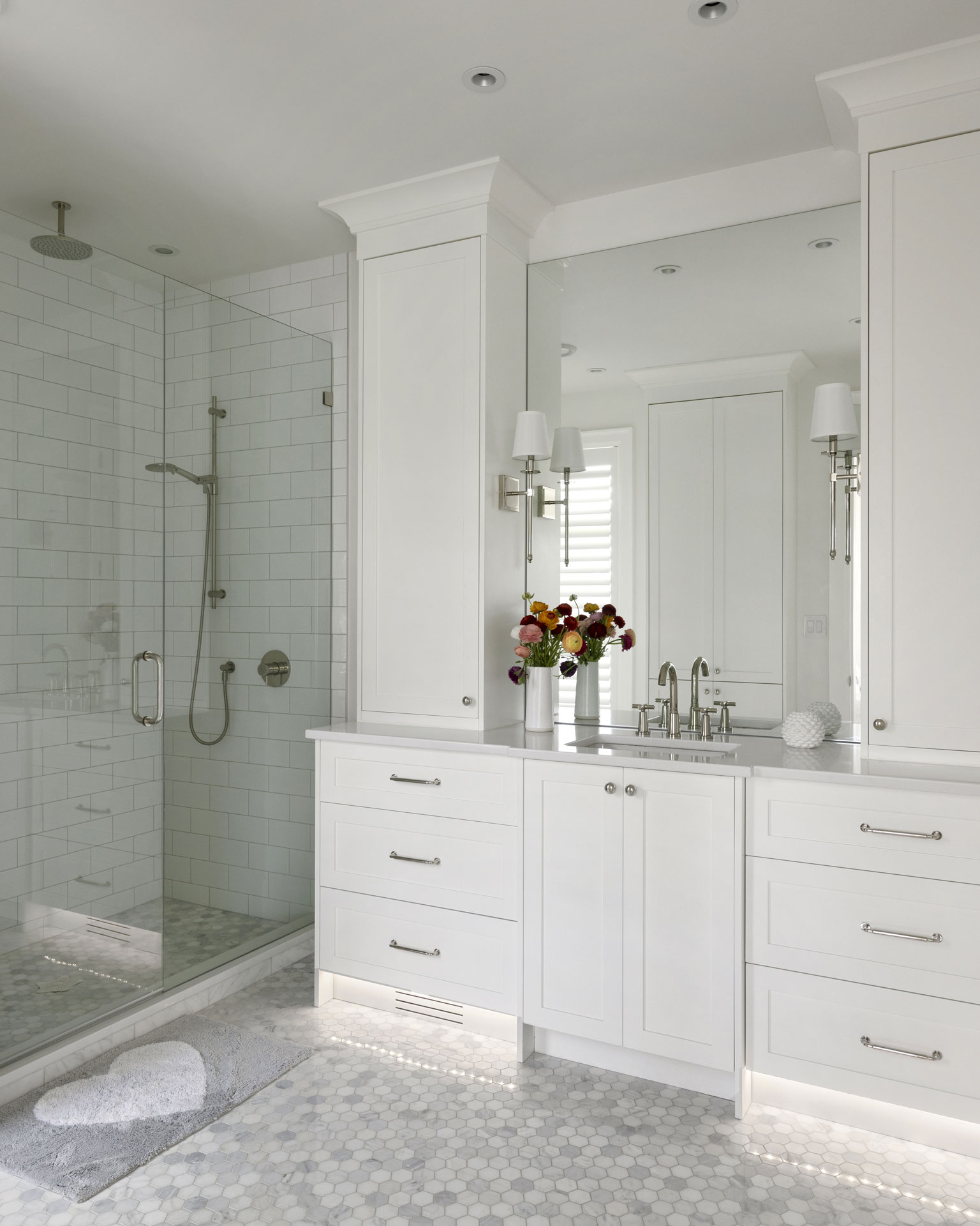 Photo of custom modern white bathroom