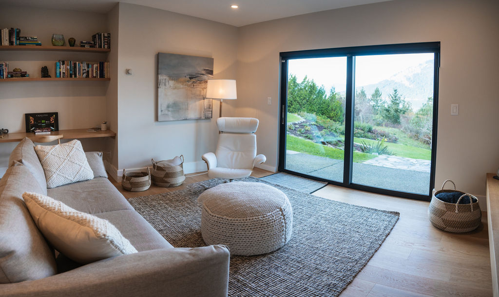 Photo of cozy den looking out over landscape