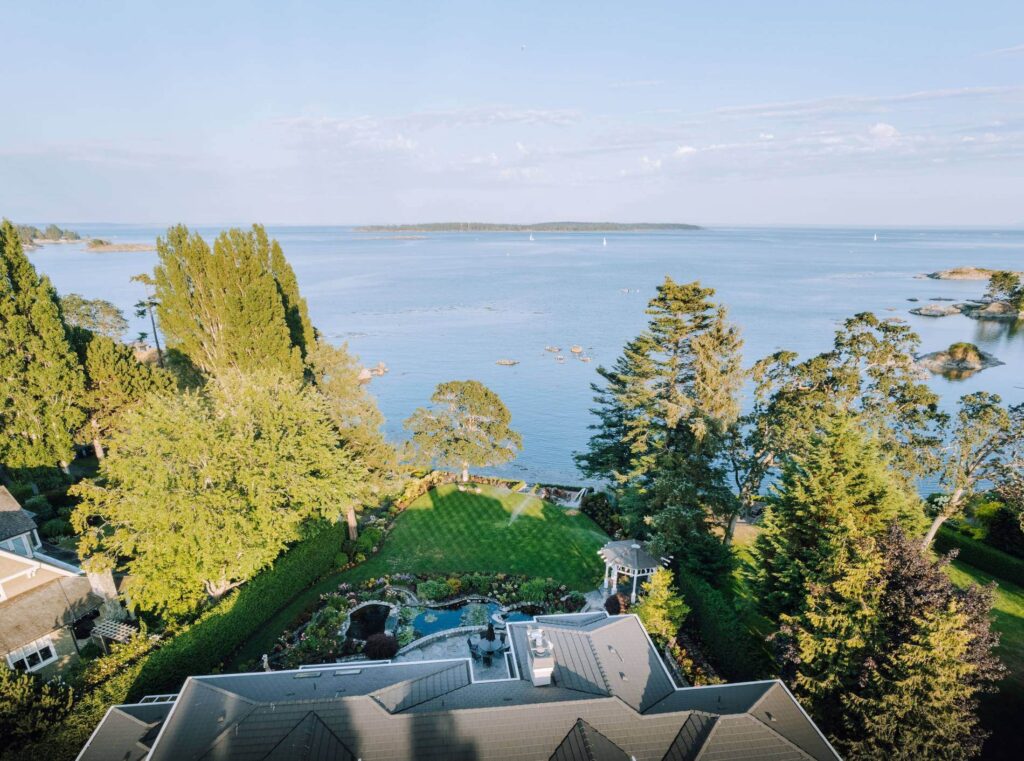 Roof and back yard overlooking ocean