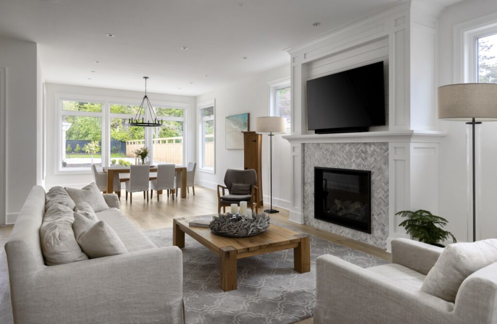 Living room in custom home built by Fayzebuilt