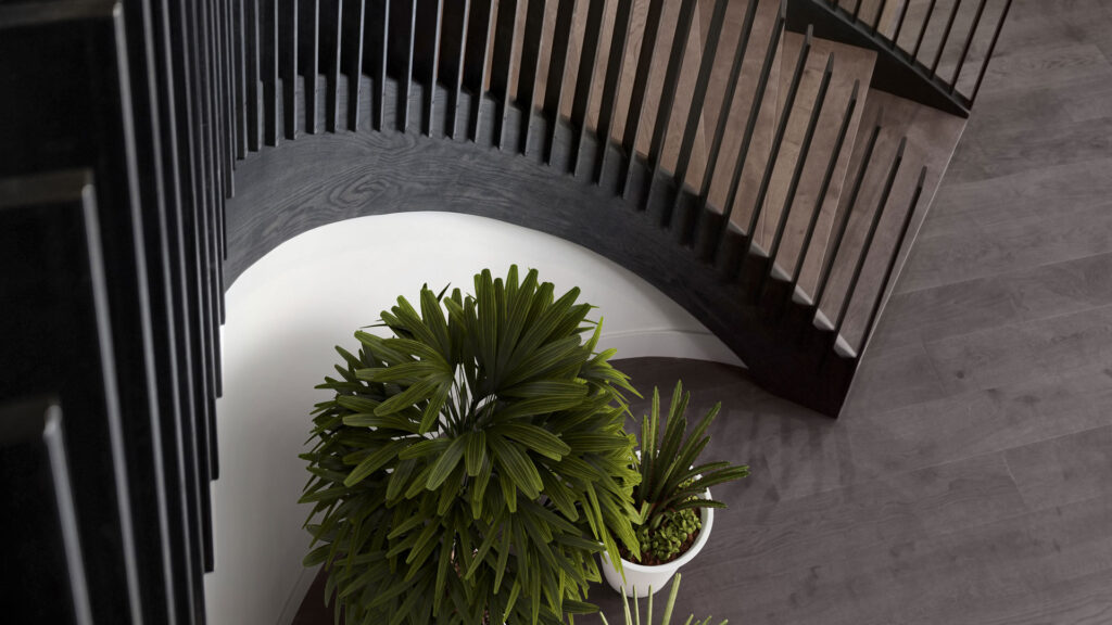 spiral staircase made from raw steel